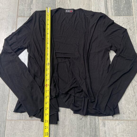 Young at Heart Lightweight Open Waterfall Front Cardigan Black Size Small - Picture 4 of 7